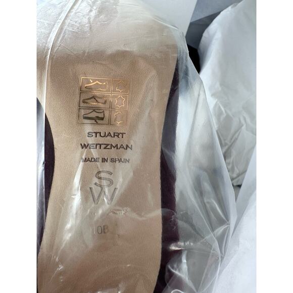Stuart Weitzman $850 NAOMI 50 Knee High Boots Sz 10B NIB Cabernet Burgundy Suede - Picture 15 of 15